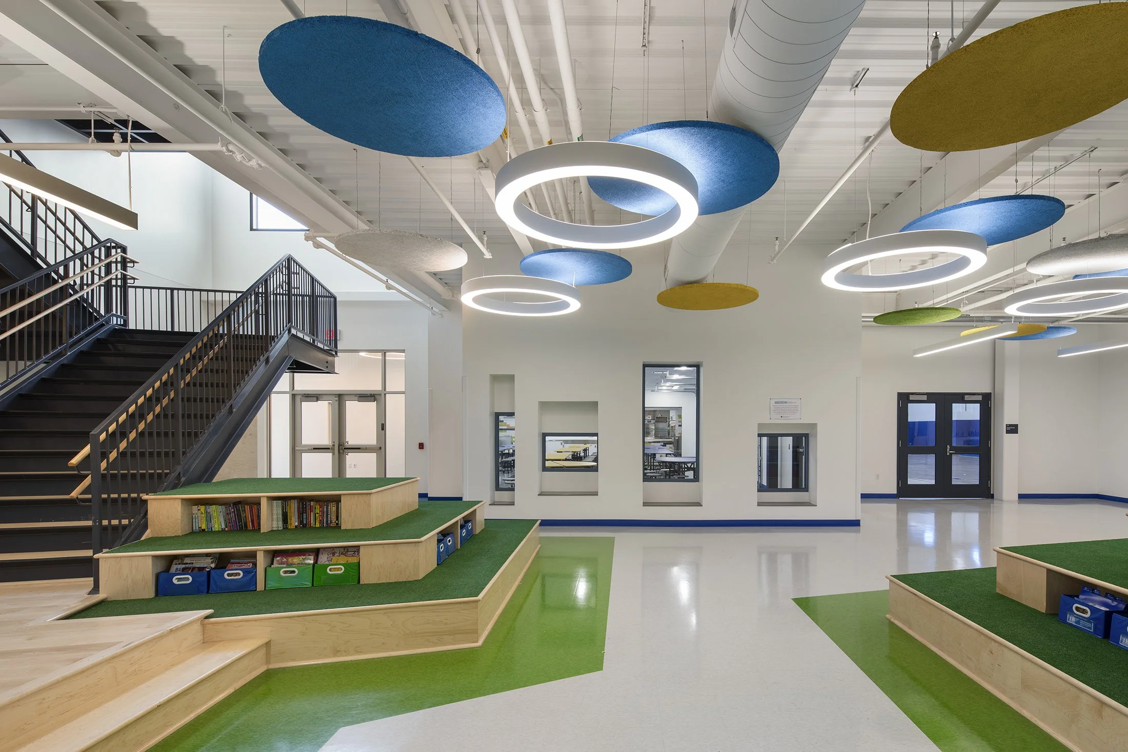 Esperanza Academy Charter School in Philadelphia showcasing beautiful Millwork bleacher benches