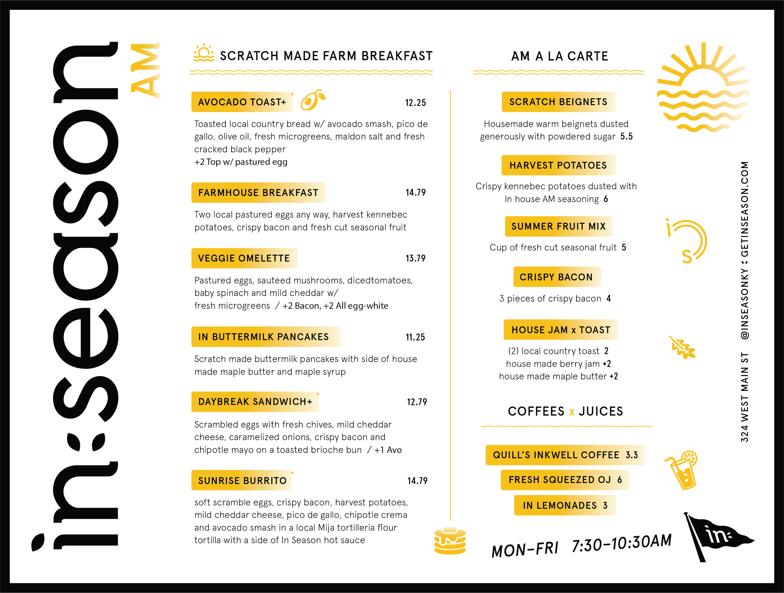 Menu — In Season® Harvest Kitchen