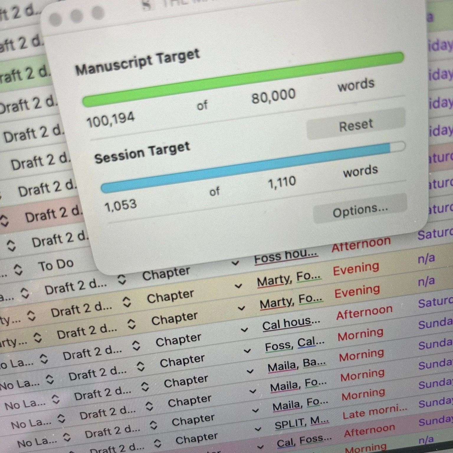 I hit the 100k word mark on this second draft this afternoon. Considering the first draft was only 50k, I feel this is pretty good going! And - I'm going to say it - I think they are 100k half-decent words. The end of this draft is in sight. Which me