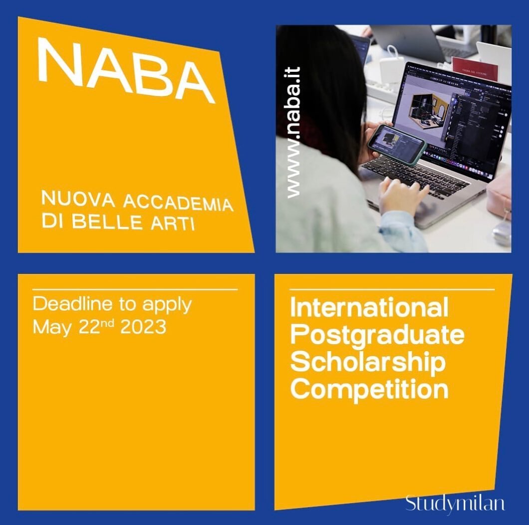 Ya sali&oacute; la NUEVA CONVOCATORIA de BECAS  para maestr&iacute;as 2023 en @naba 
Beca de hasta &euro;6.000
Fecha limite para aplicar: 22 de mayo 2023 
DM para m&aacute;s info 

#studymilan #arteducation #designeducation #fashioneducation #naba