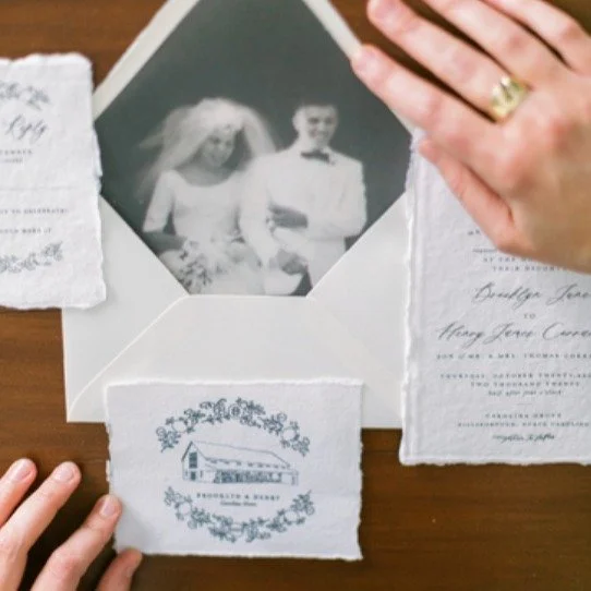 When family heirlooms become invitation liners 🌿