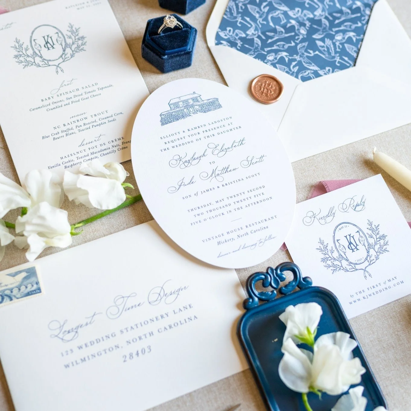 Something blue 🩵

Event Design and Planning: @tabitha.clark.creations
Venue, Food, and Drinks: @vintagehousehickory
Dessert: @thefoxbakes
Photography: @regandkalaphotography
Floral: @blooms.by.aqueen
Dress: @serobridal
Hair: @lashqueen7
Make-up: @ch