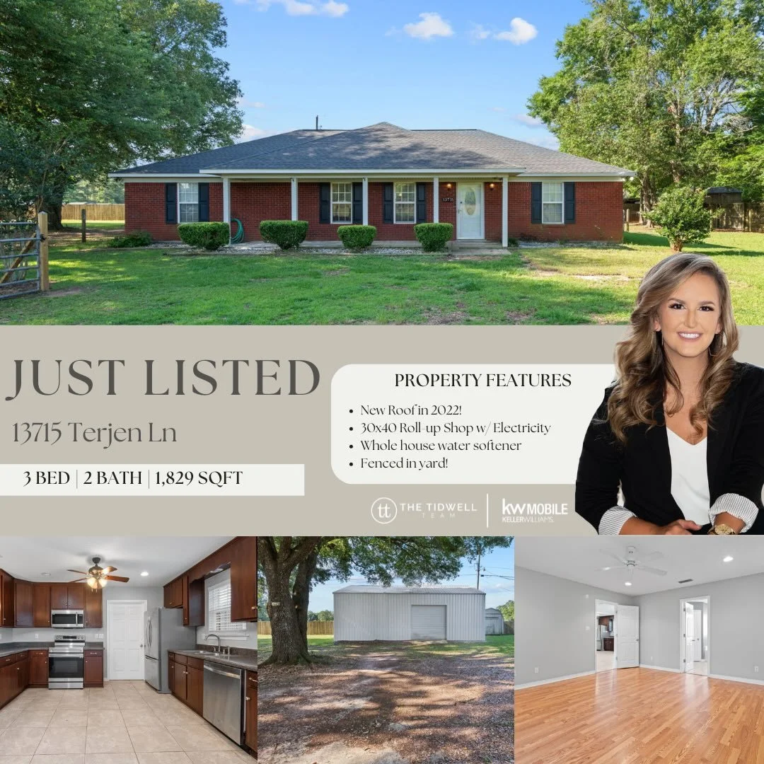 ✨ NEW LISTING ✨
Listed by: Emily Mills | The Tidwell Team | Keller Williams Mobile

📍13715 Terjen Lane
Wilmer, Alabama

Looking for space, privacy, and potential? This property has it all 👏🏼

Beautiful home on acreage!
Peaceful country setting!
To