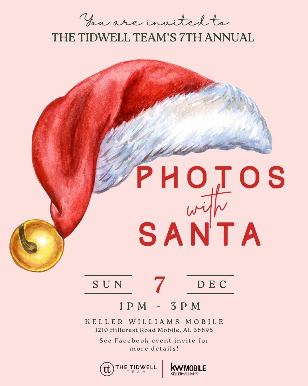 Have you been nice this year? 😉
Come snag your free photo with Santa and kick off December with some holiday magic! 🎅✨
Sunday, Dec 7 &bull; 1&ndash;3 PM &bull; Keller Williams Mobile
#KWMobile #TheTidwellTeam #MobileAL #Santa