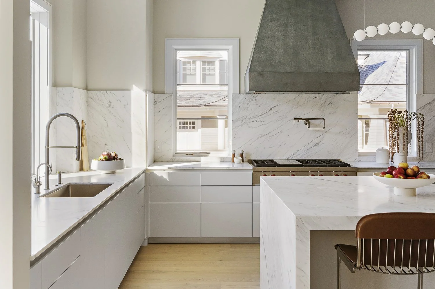 The kitchen shot showing clean cabinetry and countertops