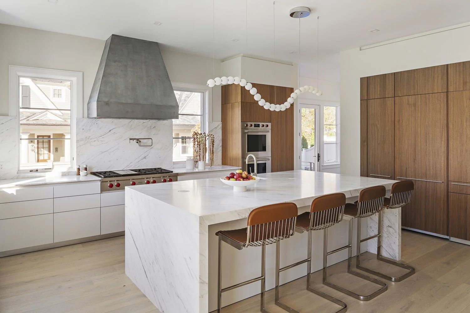 The kitchen shot showing clean cabinetry and countertops
