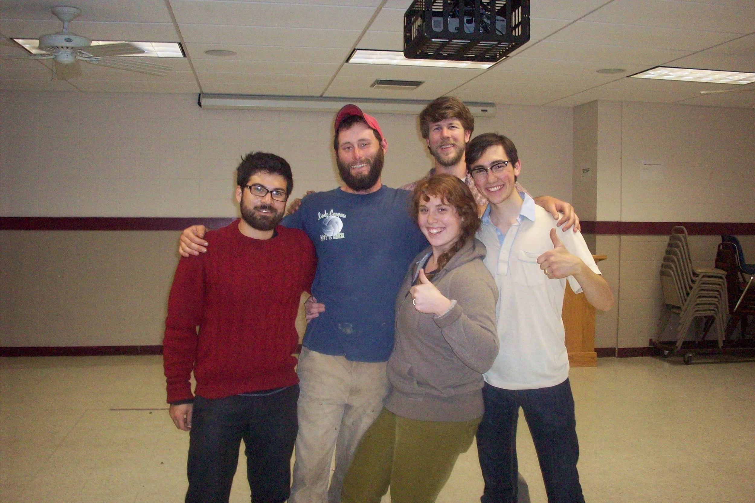 A photo of some of CCUA's original founders in 2008meeting as part of Sustain Mizzou that would grow to be CCUA.
