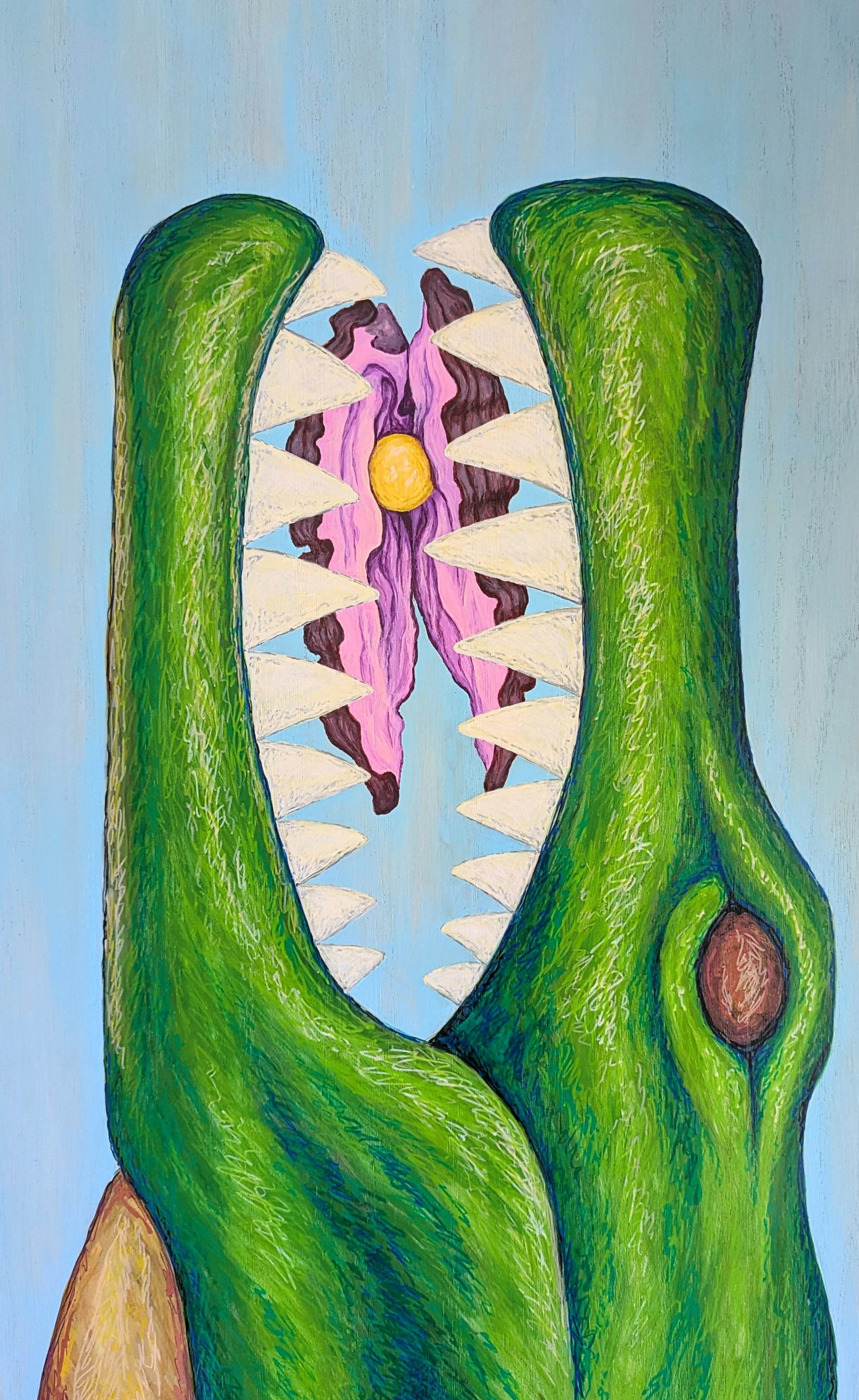 Dentata - 2025, paint, marker, 15.75”x 25”