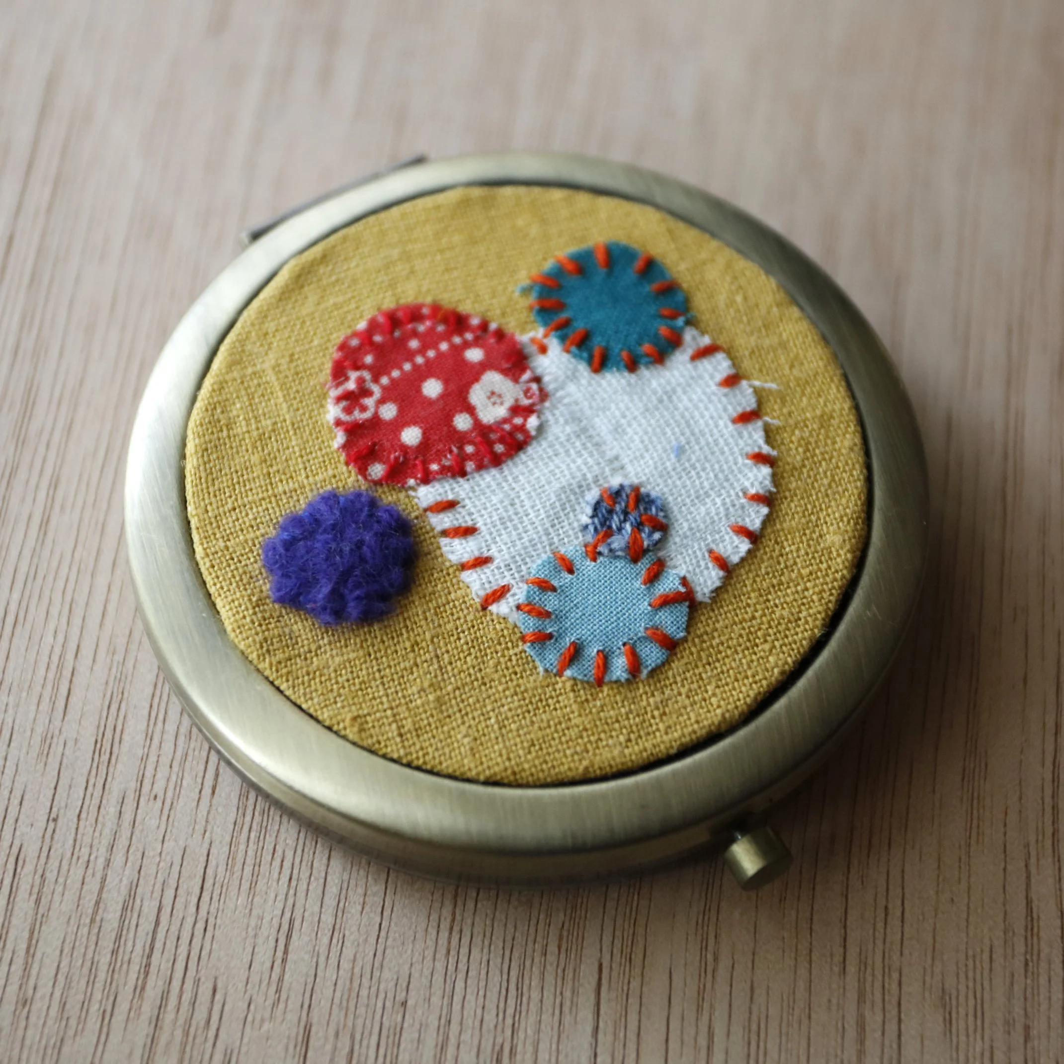 hand embroidered compact mirror