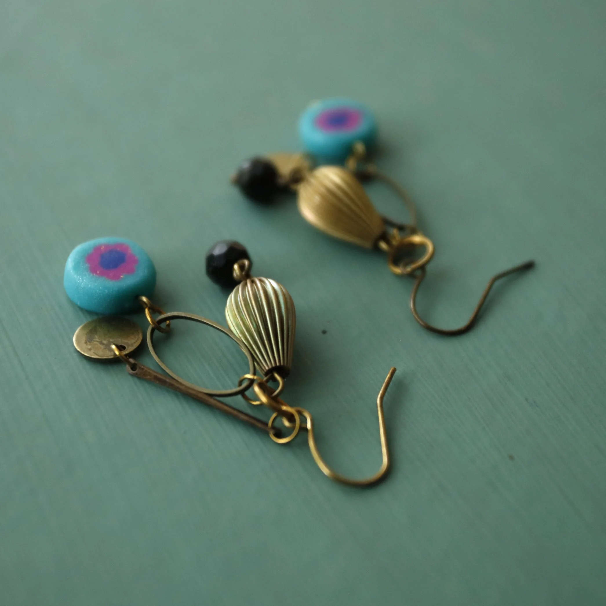 dangly earrings with cute flowers