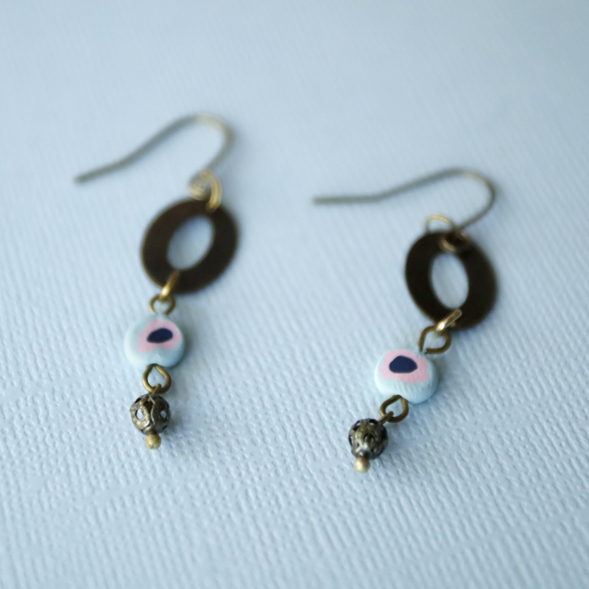 dangly earrings with cute flowers