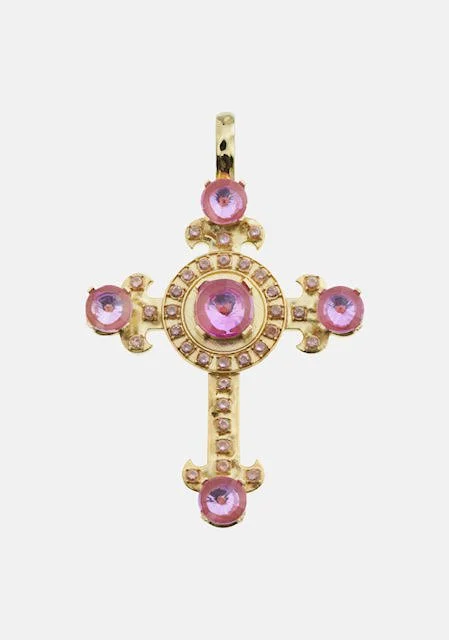 Handmade Shinning Cross Pendant Pink