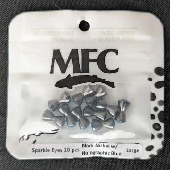 MFC Sparkle Dumbbell Eyes - Black Nickel w/Holographic Blue Eyes
