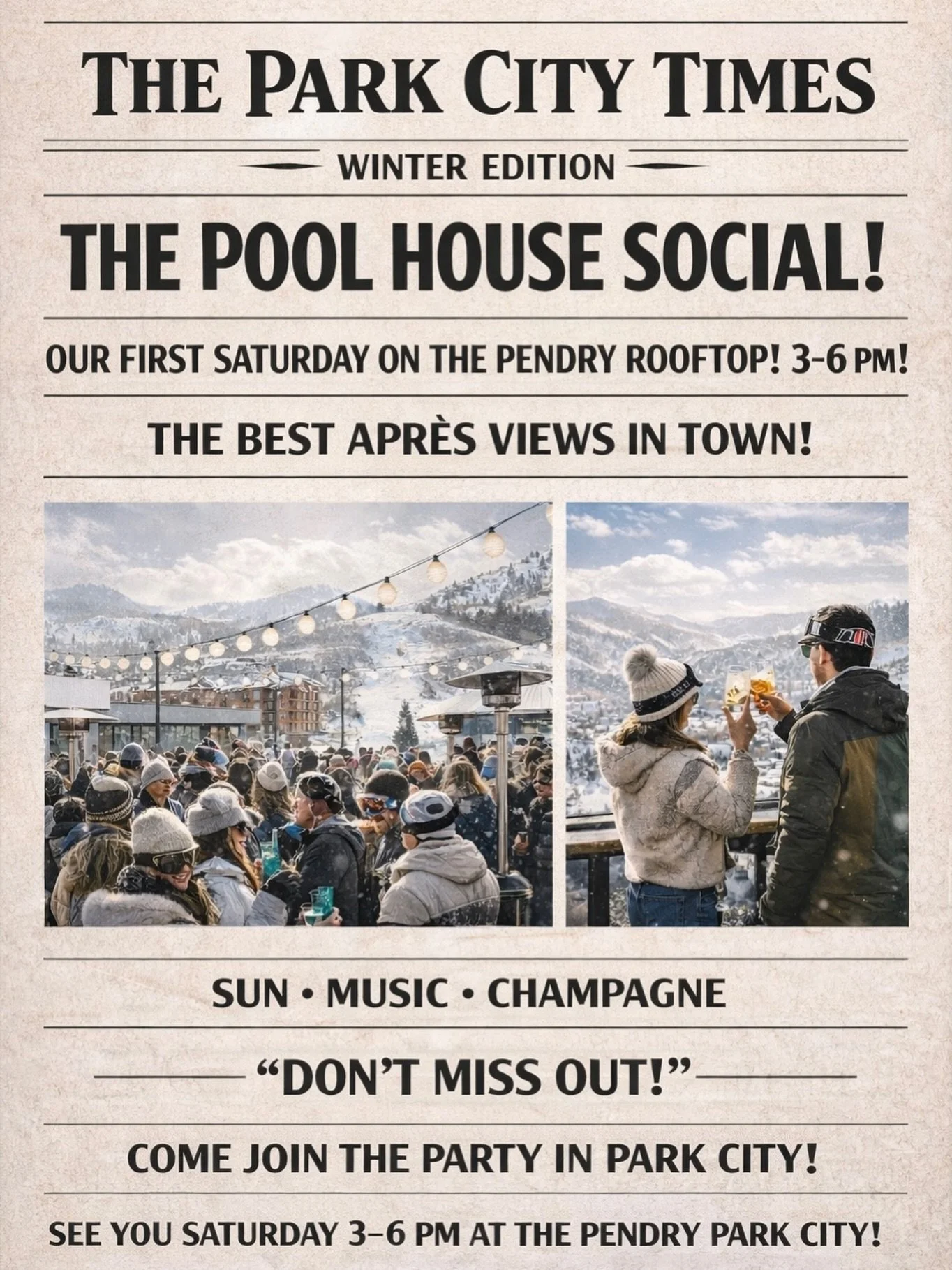 We&rsquo;re back! Don&rsquo;t miss our first Pool House Social on @pendryparkcity rooftop, best apr&egrave;s views in town!