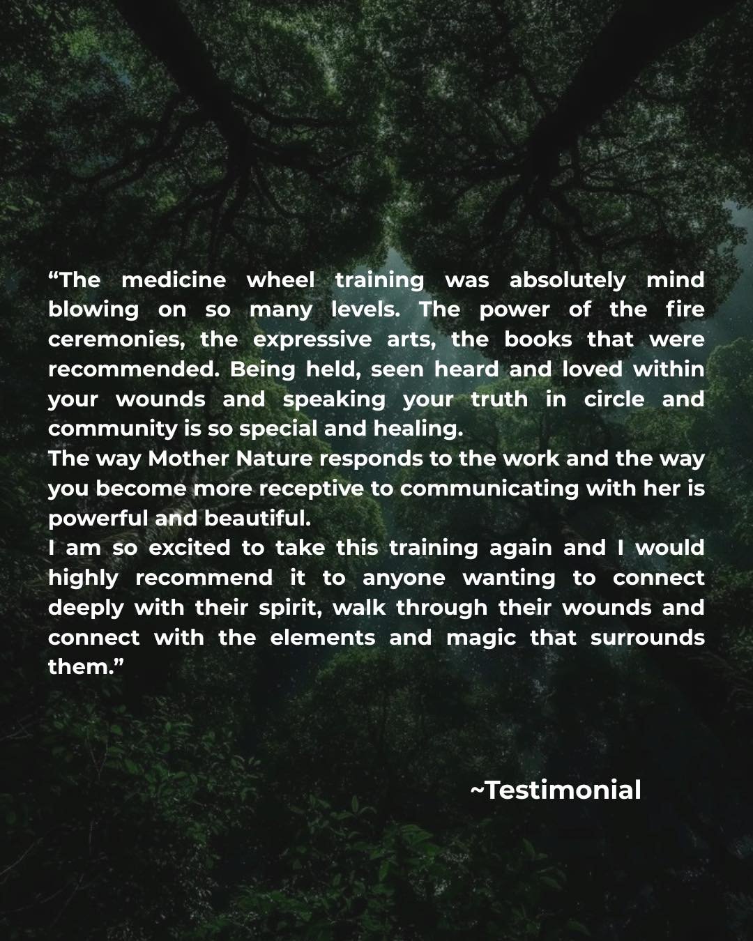 Medicine Wheel Testimony |
This is my service.
When the people come back to the Earth they come back to their hearts, and when they come back to their heart we come back into harmony.
#revolutionary
“The medicine wheel training was absol