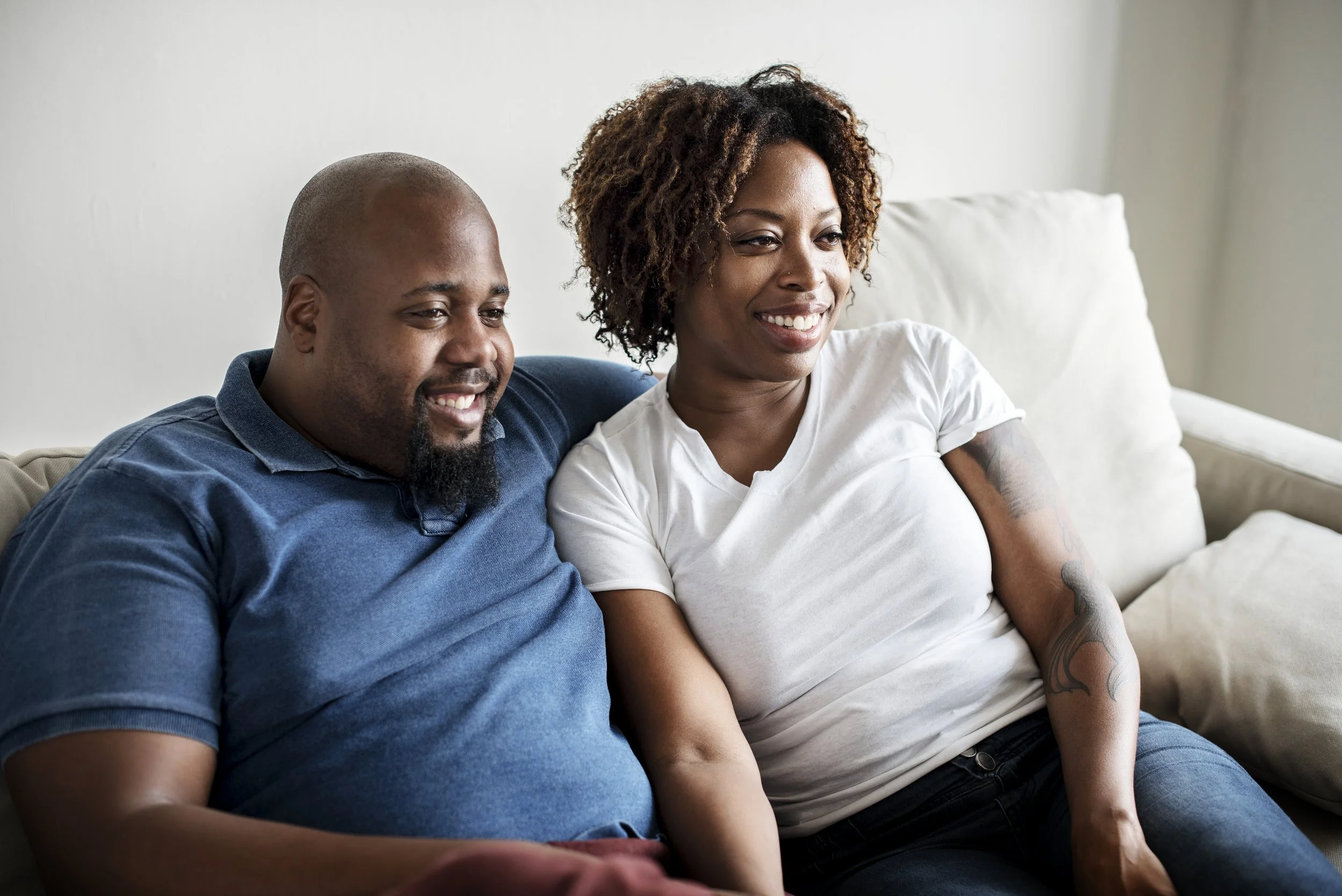 Couple sitting together in couples therapy after wife was on GLP-1