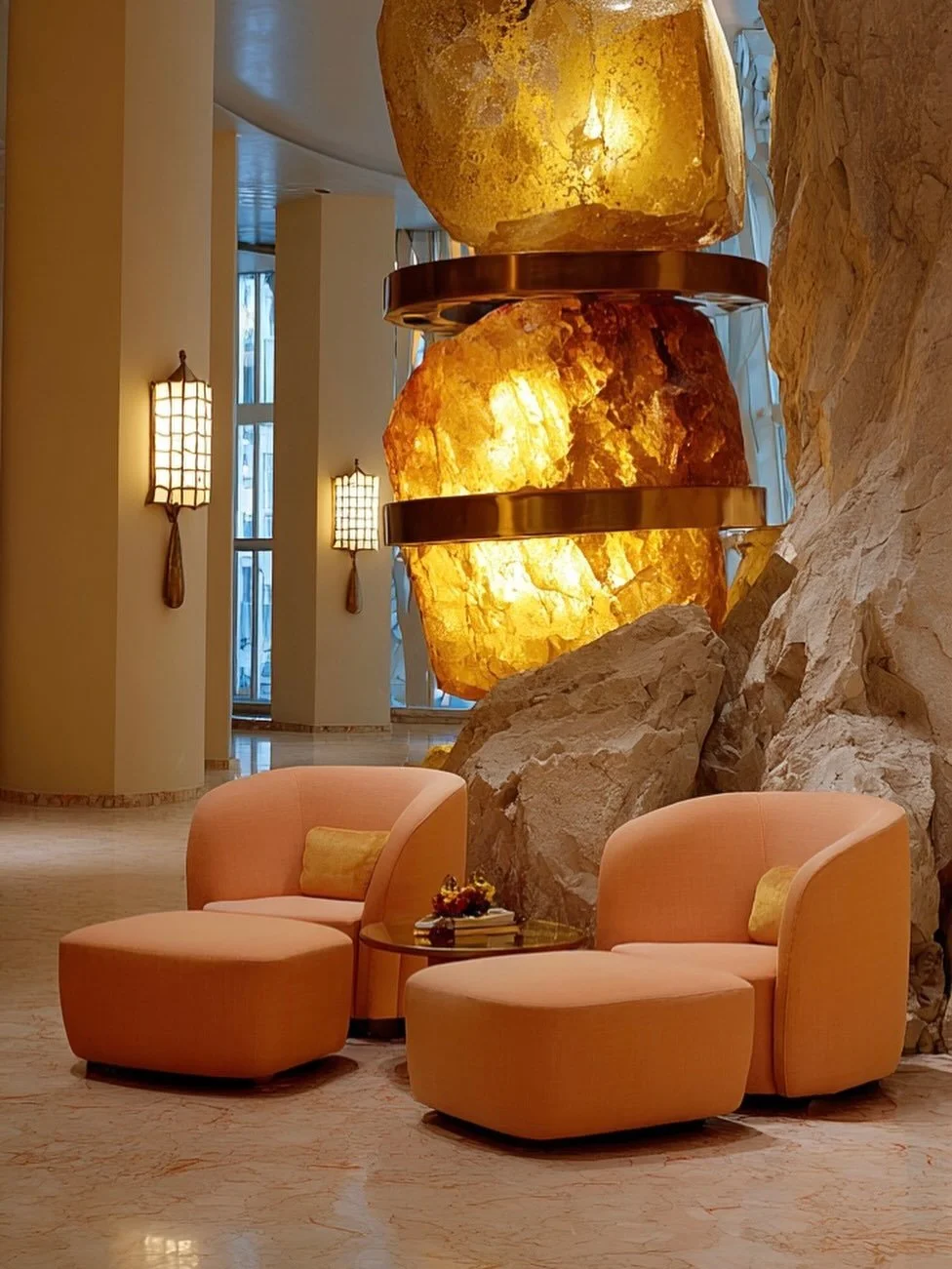 #sculpturaldesign #interiordesign #apricot #statementlighting #midjourney