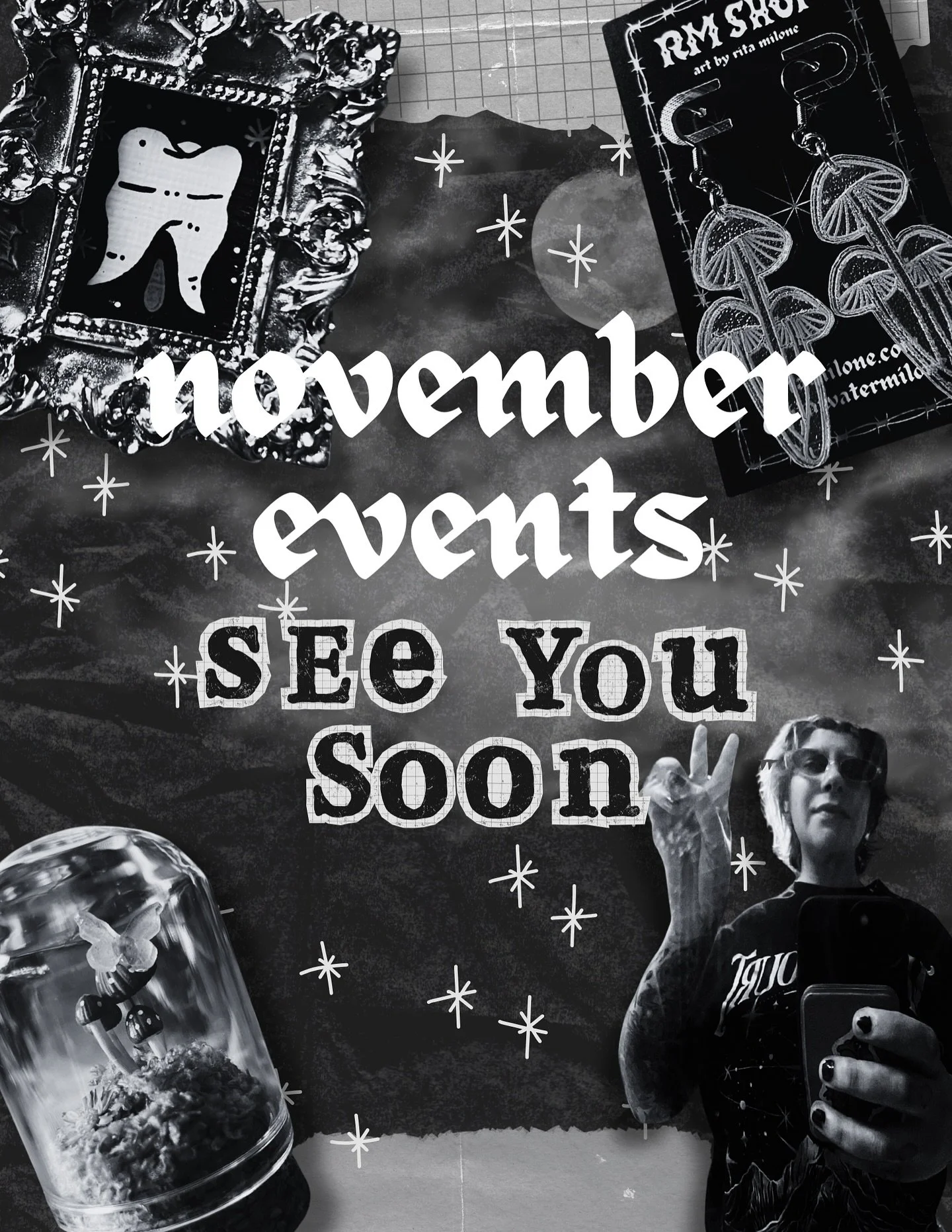 ✶⋆.˚𝖓𝖔𝖛𝖊𝖒𝖇𝖊𝖗 𝖊𝖛𝖊𝖓𝖙𝖘 ˚.⋆✶
here&rsquo;s where you can find me irl this month ༅

𖤐 SATURDAY 11/8 - @mopride.inc Fall Festival at 508 13th St. Modesto, CA &bull; 4pm - 7pm [indoor + outdoor]

𖤐 SUNDAY 11/9 - @sipshopeat Oakland Night Mark