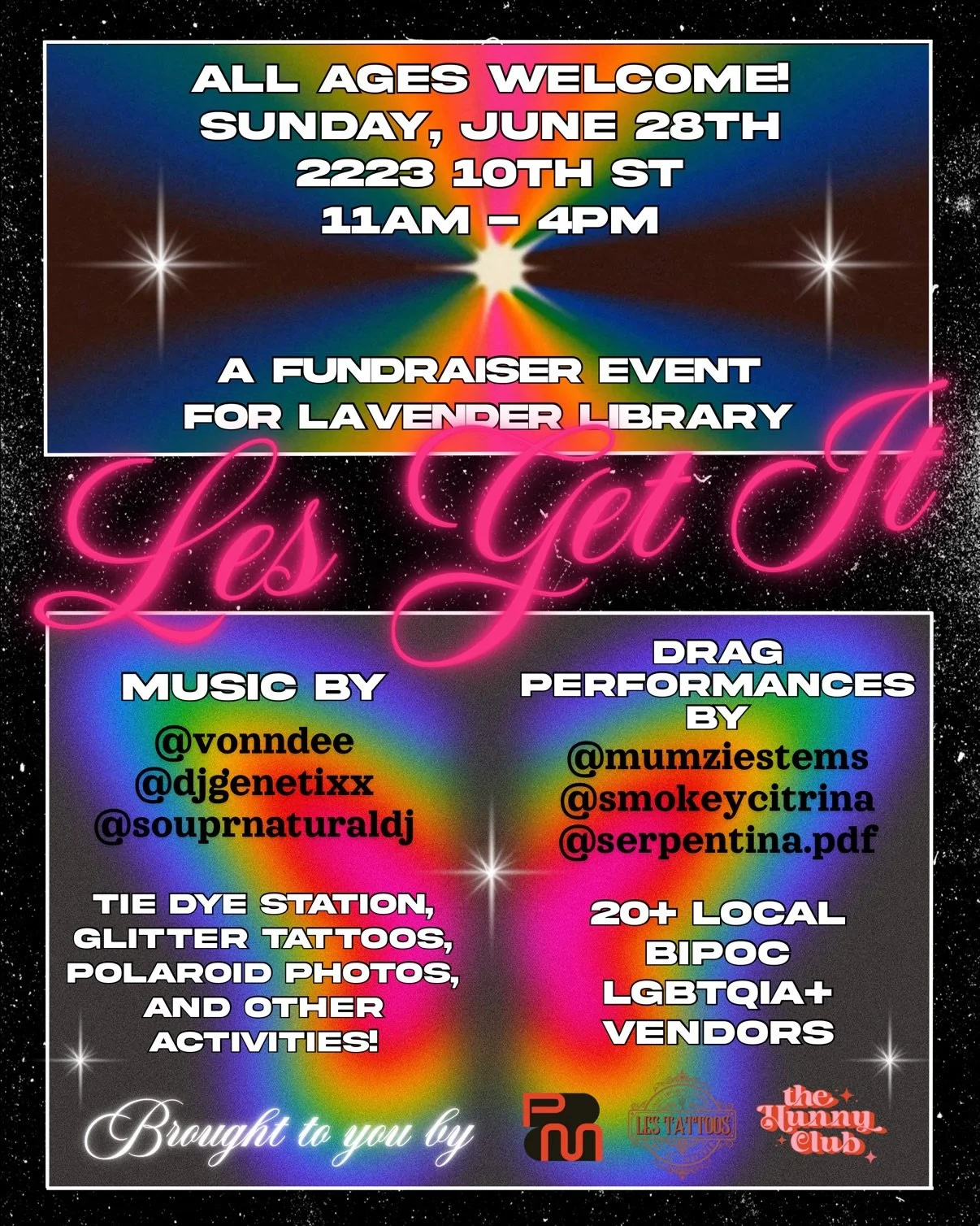 🌈✨coming soooooon ⇝ Les Get It Pride Fundraiser! 

Come join me &amp; some of the coolest babes for a day of celebration &amp; community to help raise funds for the beloved @sacllace &mdash; hosted by @lestattoos // @theehunnyclub // @_pleasureismin