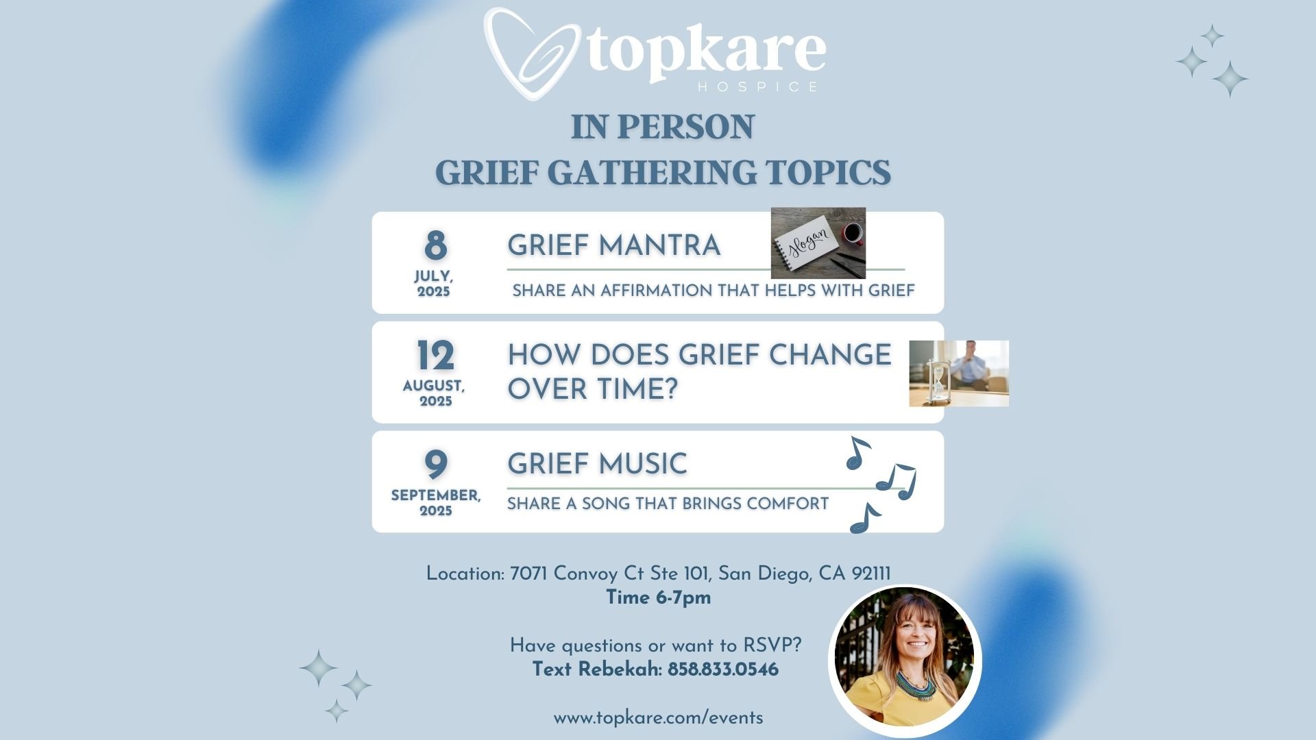 FREE Monthly Community Grief Gathering for July! Come share a slogan/ saying/ affirmation/mantra that helps navigate grief.