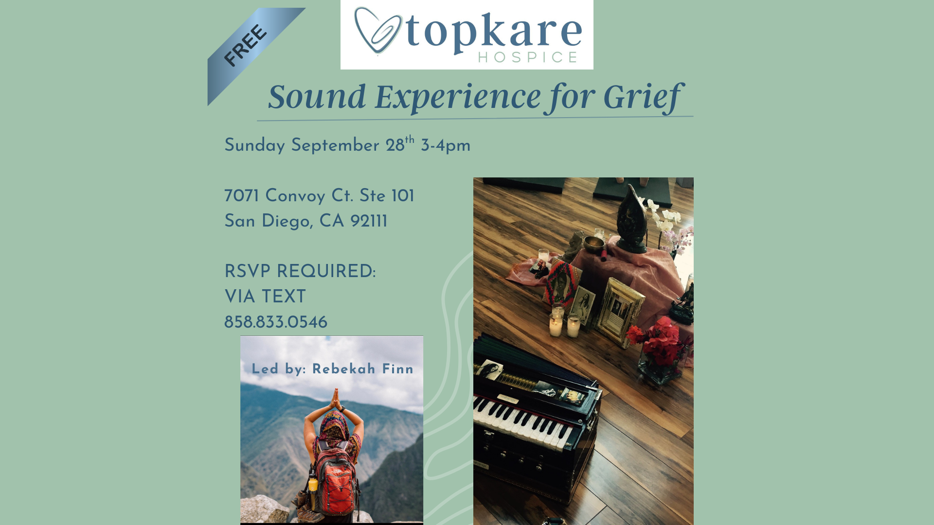 FREE MONTHLY COMMUNITY SOUND EXPERIENCE FOR GRIEF