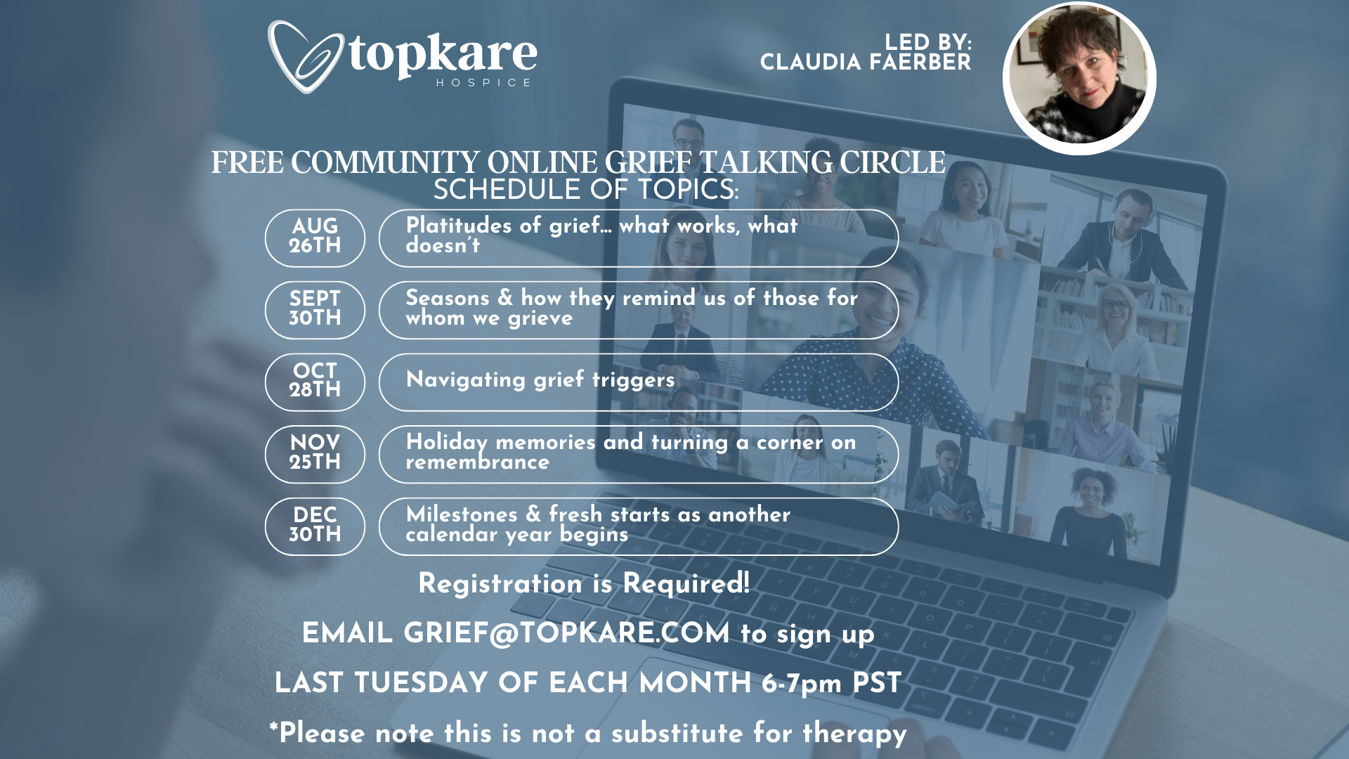 FREE Monthly Community Online Grief Talking Circle via Zoom-Seasons and how they remind us of those whom we grieve!