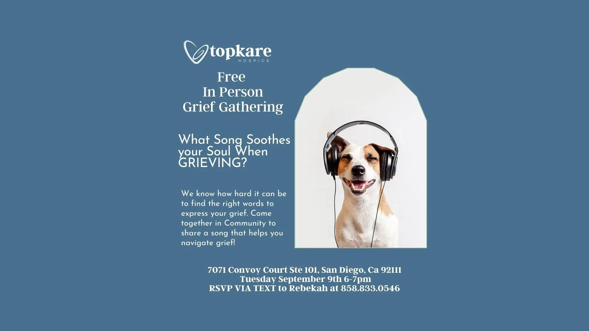 FREE Monthly Community Grief Gathering for September-Share how a grief song that brings you comfort!