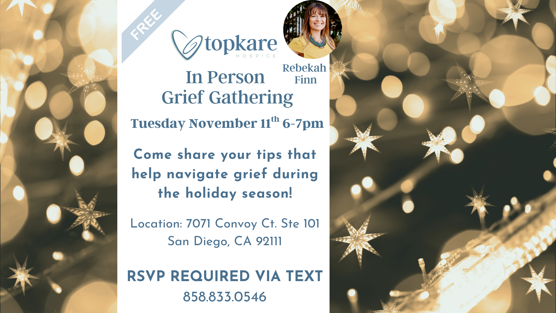 FREE Monthly Community Grief Gathering for November-Share your tips how you navigate the holidays!