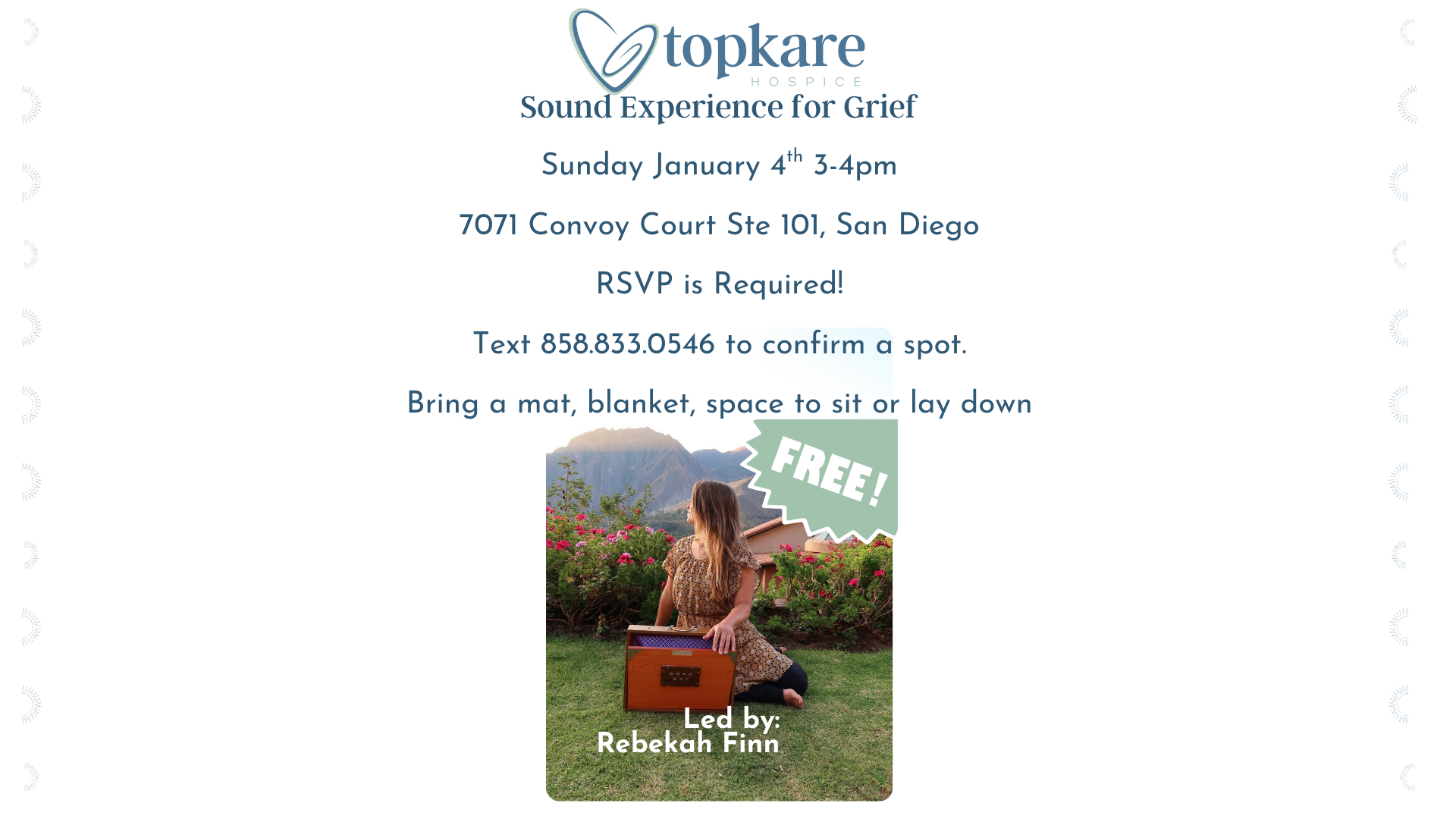 FREE MONTHLY COMMUNITY SOUND EXPERIENCE FOR GRIEF 