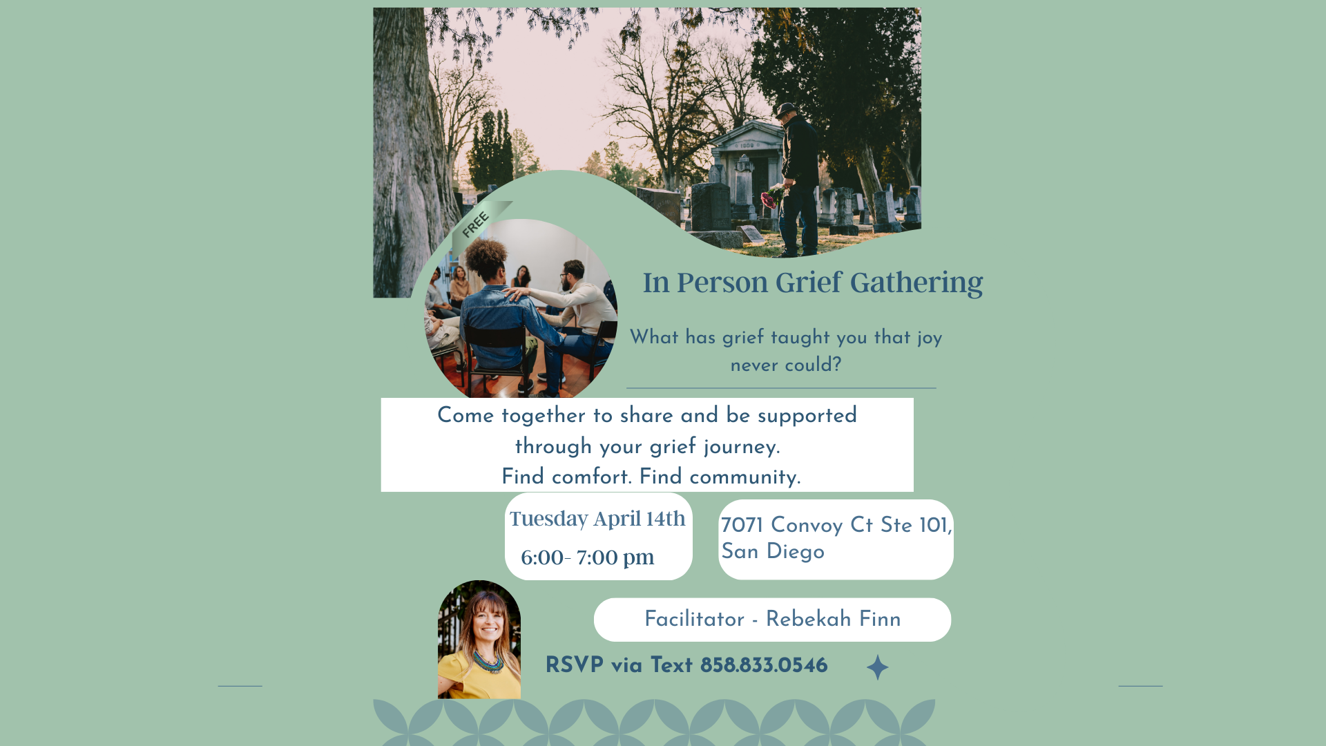 FREE Monthly Community Grief Gathering for April-What has grief taught you that joy never could?