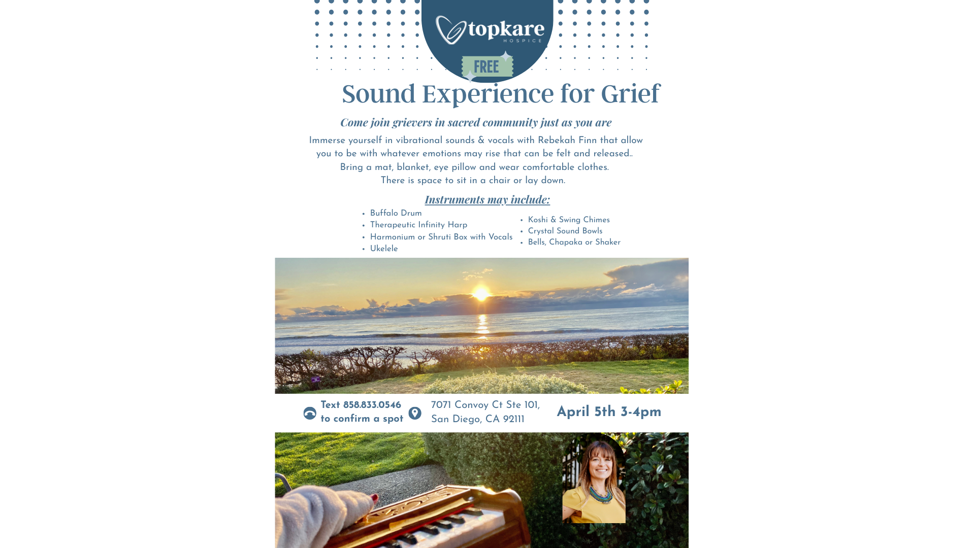FREE MONTHLY COMMUNITY SOUND EXPERIENCE FOR GRIEF 