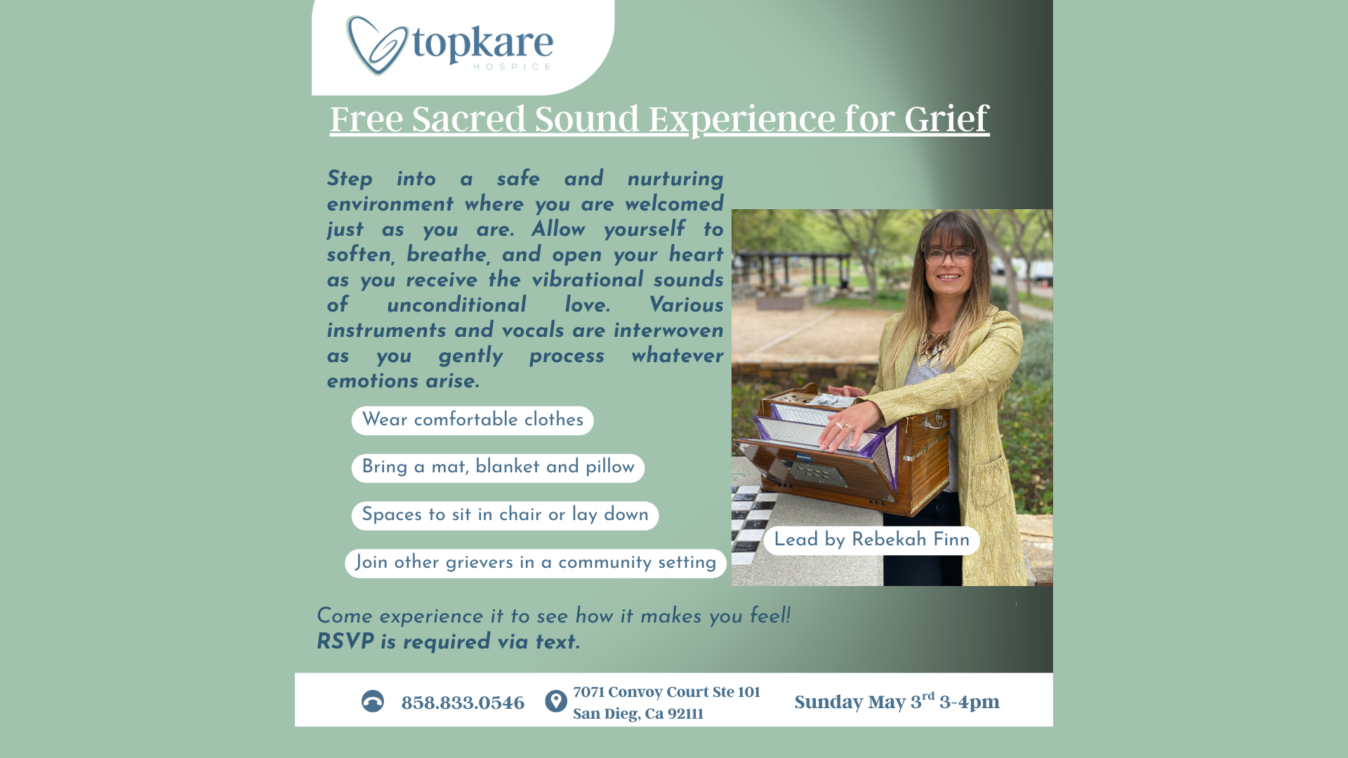 FREE MONTHLY COMMUNITY SOUND EXPERIENCE FOR GRIEF 