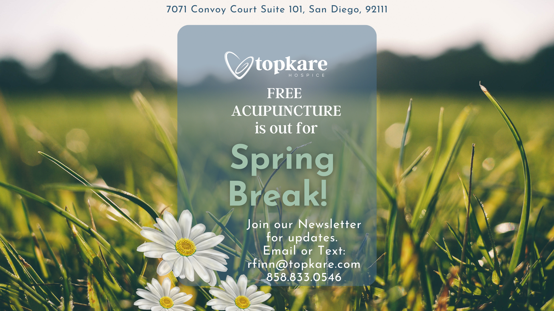 Free Community Acupuncture is out on Spring Break! 