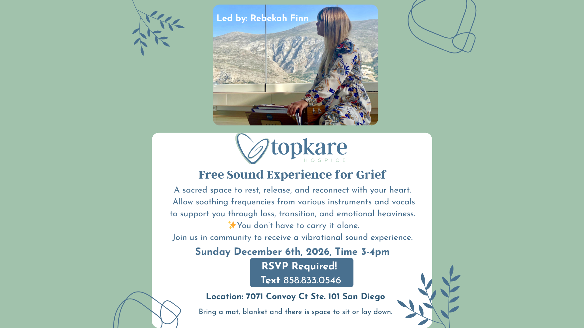 FREE MONTHLY COMMUNITY SOUND EXPERIENCE FOR GRIEF