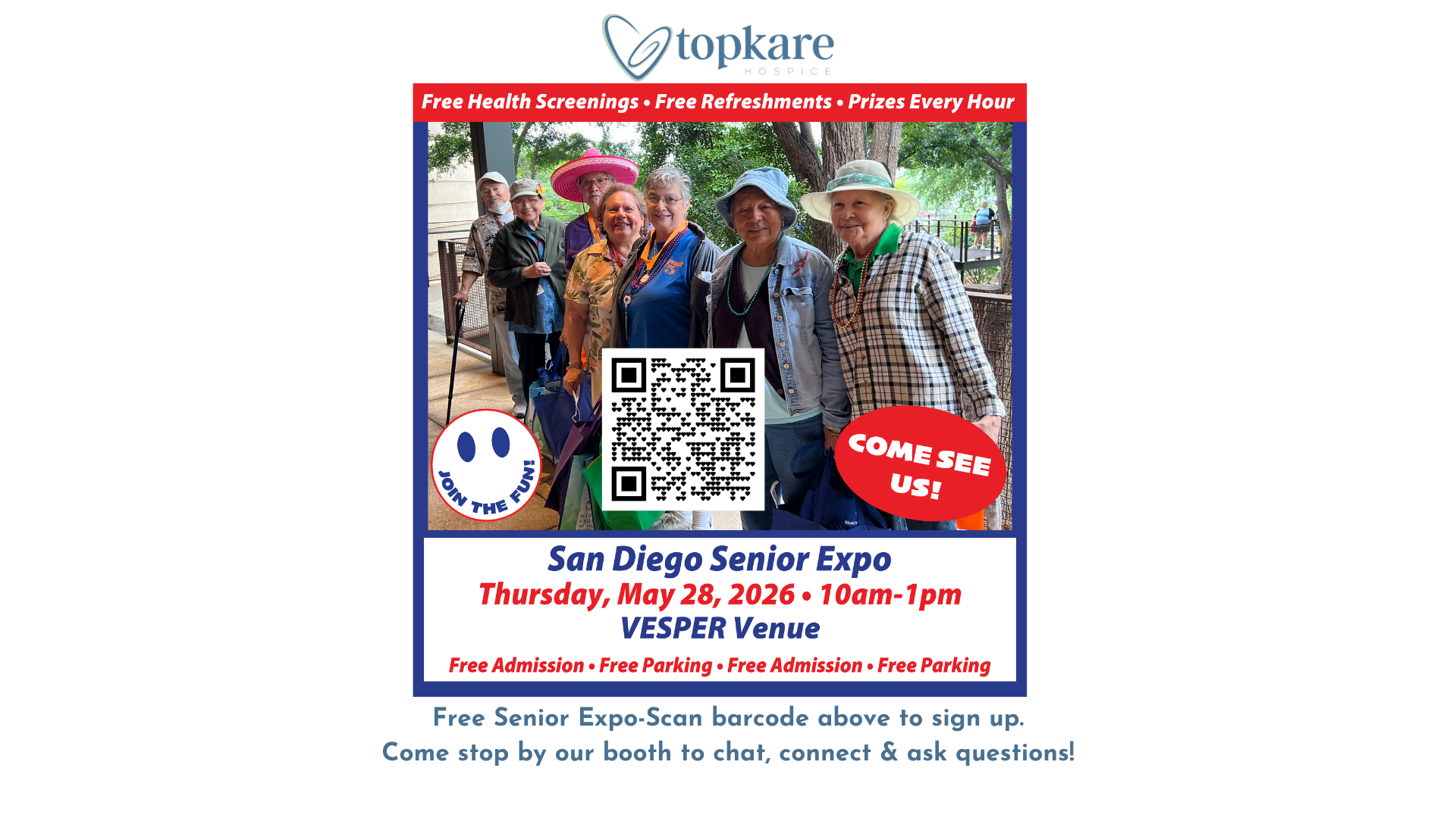 Free San Diego Senior Expo USA Liberty Station Vesper Venue-Hospice Booth at Event