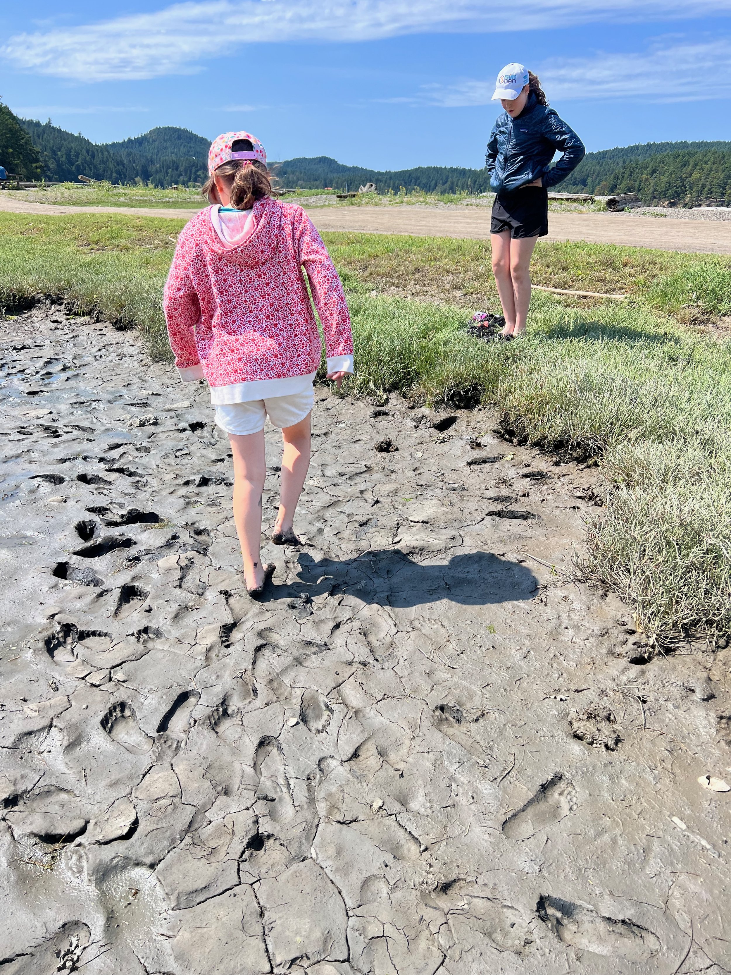 Kids exploring a beach on Pender Island