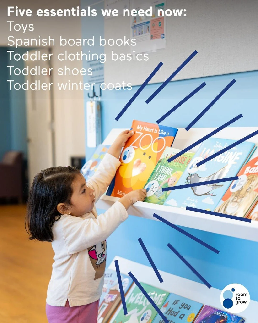 Want to make an immediate, hands-on difference? Host a collection drive with friends, neighbors, or your office, and instead of buying holiday gifts, ask everyone to bring one needed item. Here are five essentials we need right now:

🧸 Toys
📖 Spani