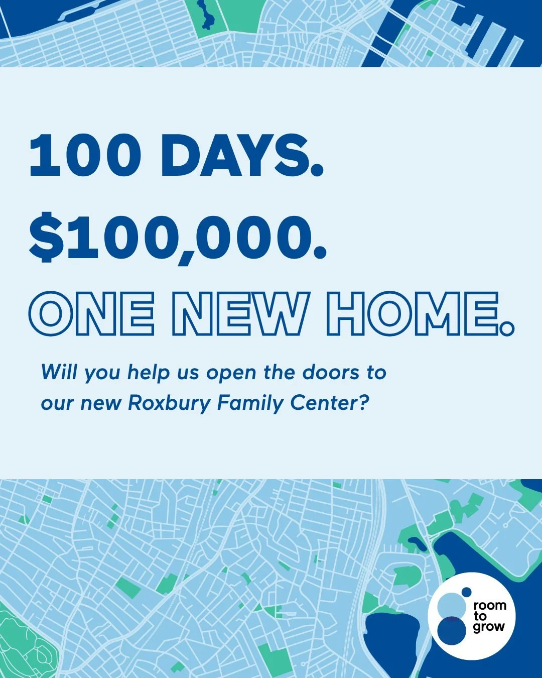 100 days. $100,000. One new home for families. 🏠

Construction is officially underway on our new Roxbury Family Center, and now, we&rsquo;re counting down to opening day!

Our goal: raise $100,000 in 100 days to help get the doors open and ready for