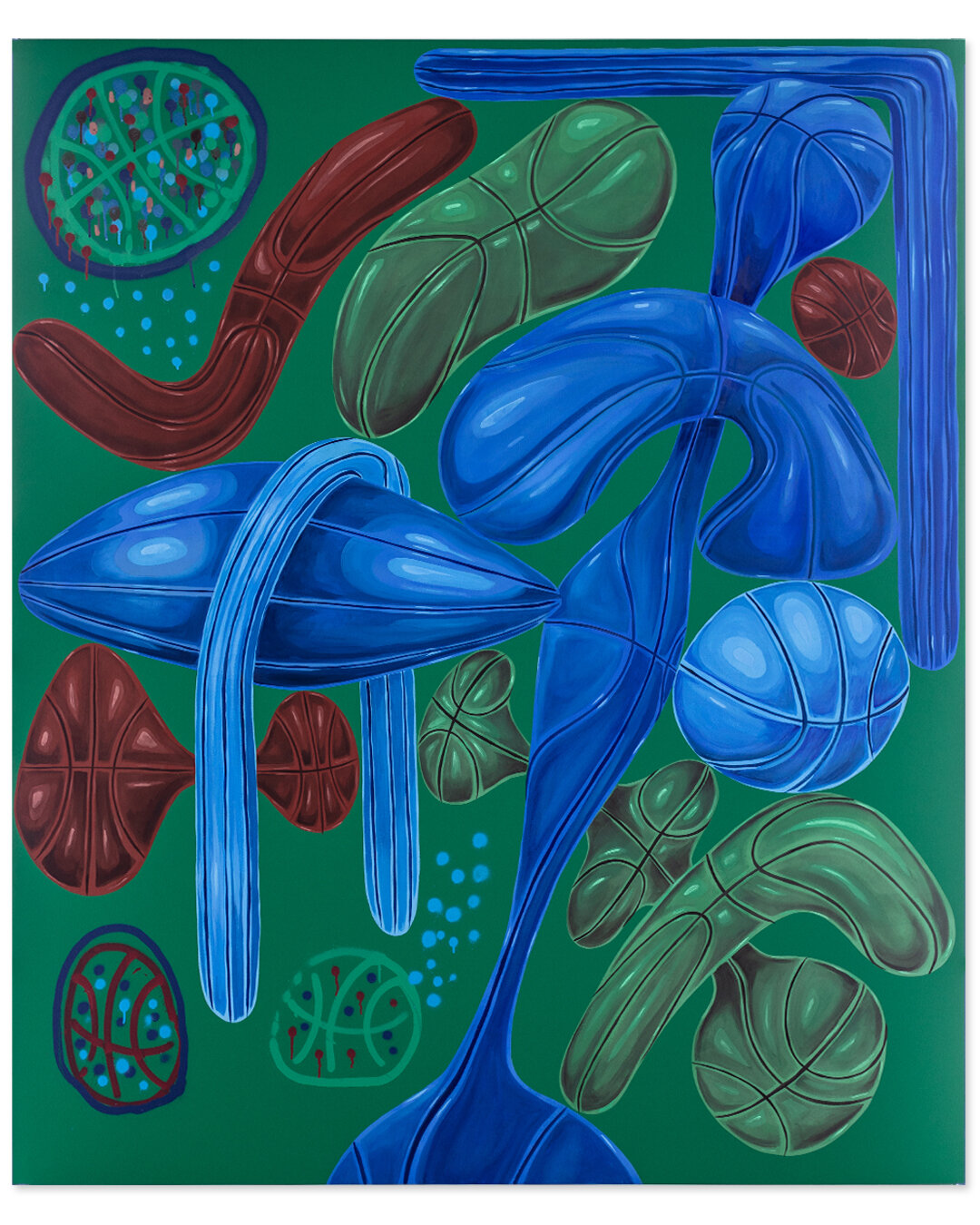 ARTXIV presents the original artwork 'Space Balls' from ‘Space Jam’ by Devin Liston, 2021. Oil on Canvas. 72” x 60”. Seattle, WA