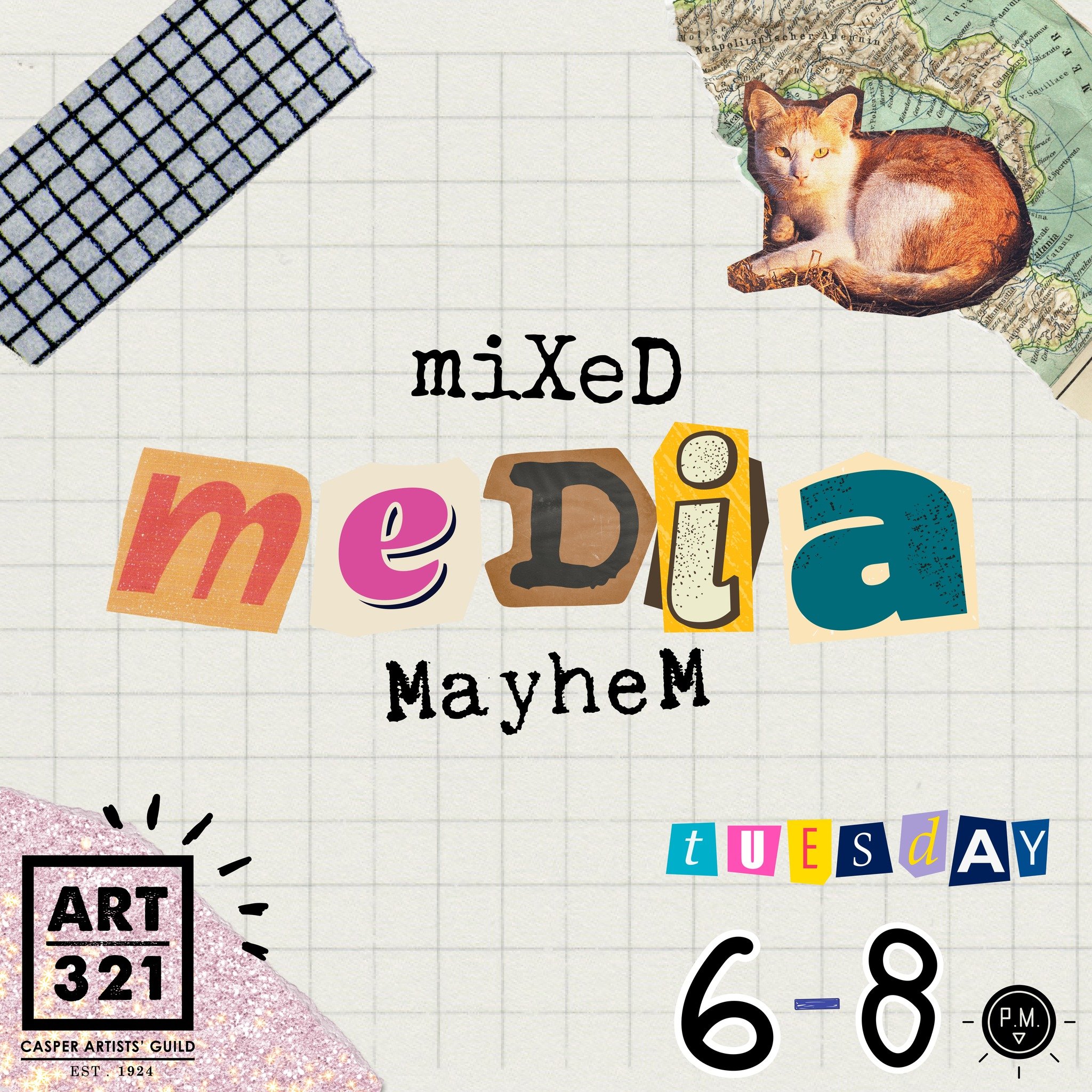 Join our vibrant Mixed Media Mayhem group and discover the joy of artistic experimentation! With no rules and all mediums welcome 

Join us every Tuesday from 6pm - 8pm
$5 for Members
$10 for Non-Members

Bring your creativity and let's make Tuesdays