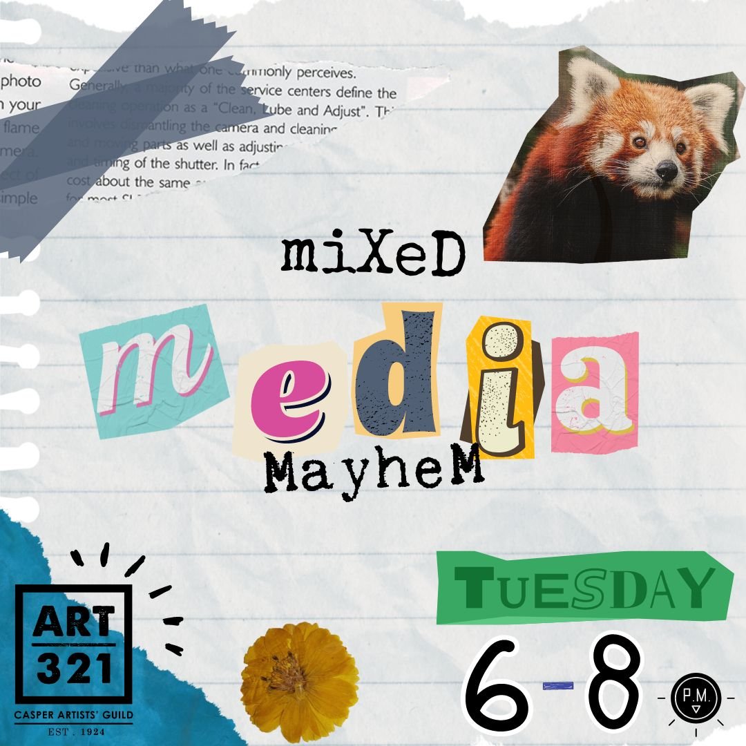 Ready to mix it up and create something extraordinary? 
Join our mixed media group and let your imagination soar! 
Whether you're a seasoned mixed-media artist or a curious beginner.

Join us on Tuesdays from 6pm - 8pm
$5 for members
$10 for non-memb