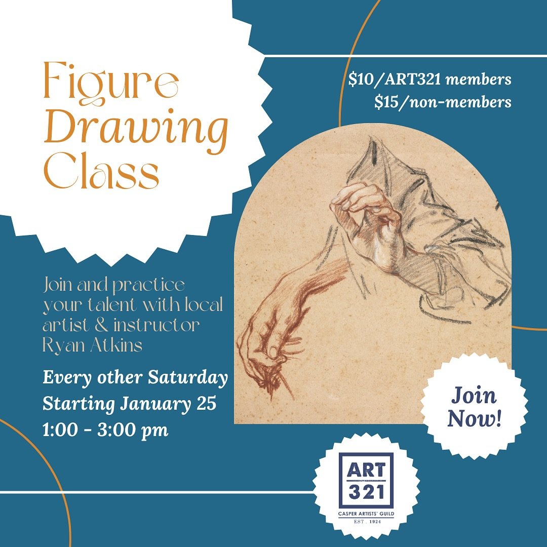 We are elated to introduce our newest addition to our schedule, Figure Drawing Class with ryanatkinsart beginning on Saturday, January 25, 2025! Every other Saturday from 1-3 pm, members can pay $10 ($15 for non-members) to come study the human form 