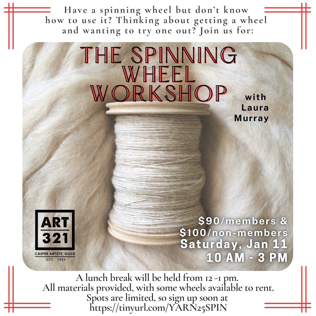 Spinning Wheel Workshop🧵 with Laura Murray! 

Date: Saturday, January 11th
Time: 10:00 AM - 3:00 PM (Lunch Break: 12:00 PM - 1:00 PM)

Learn the art of spinning! This workshop is designed for both beginners and those with some experience.

We'll cov