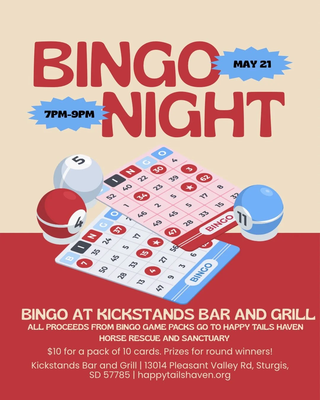 Bingo Night for Happy Tails Horse Rescue and Sanctuary 