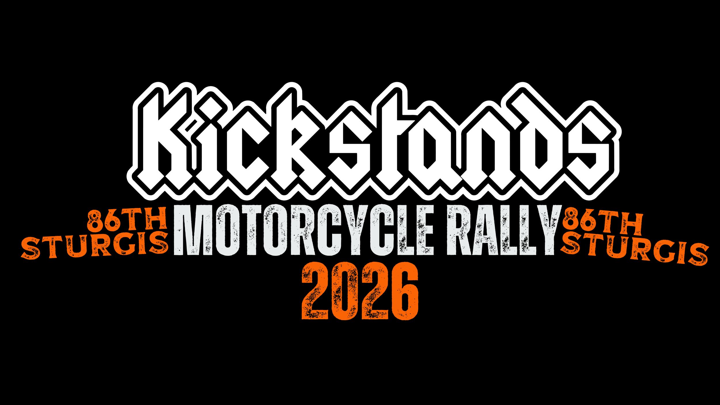 Logo for the 86th Sturgis Motorcycle Rally 2026, featuring bold white and orange text on a black background.