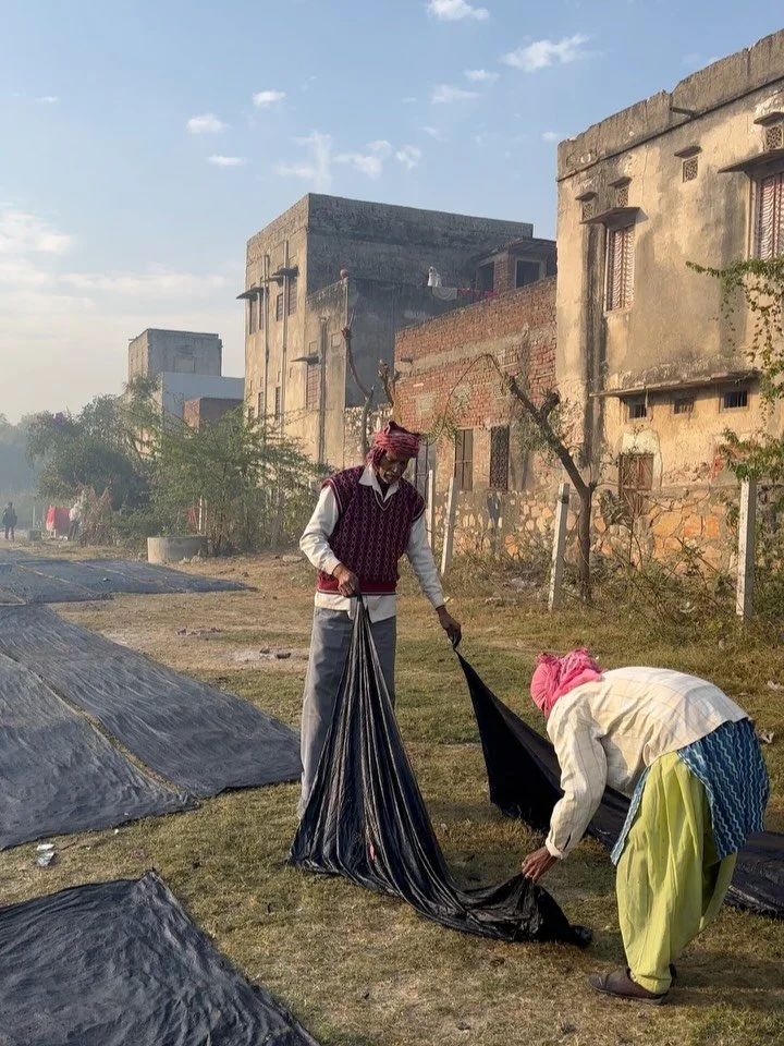 We spent the most incredible morning with @wabisabiproject in Bagru, first walking through the village and visiting the various workshops. Every step of the block printing process is on display here, from washing and dying the fabric, to printing and
