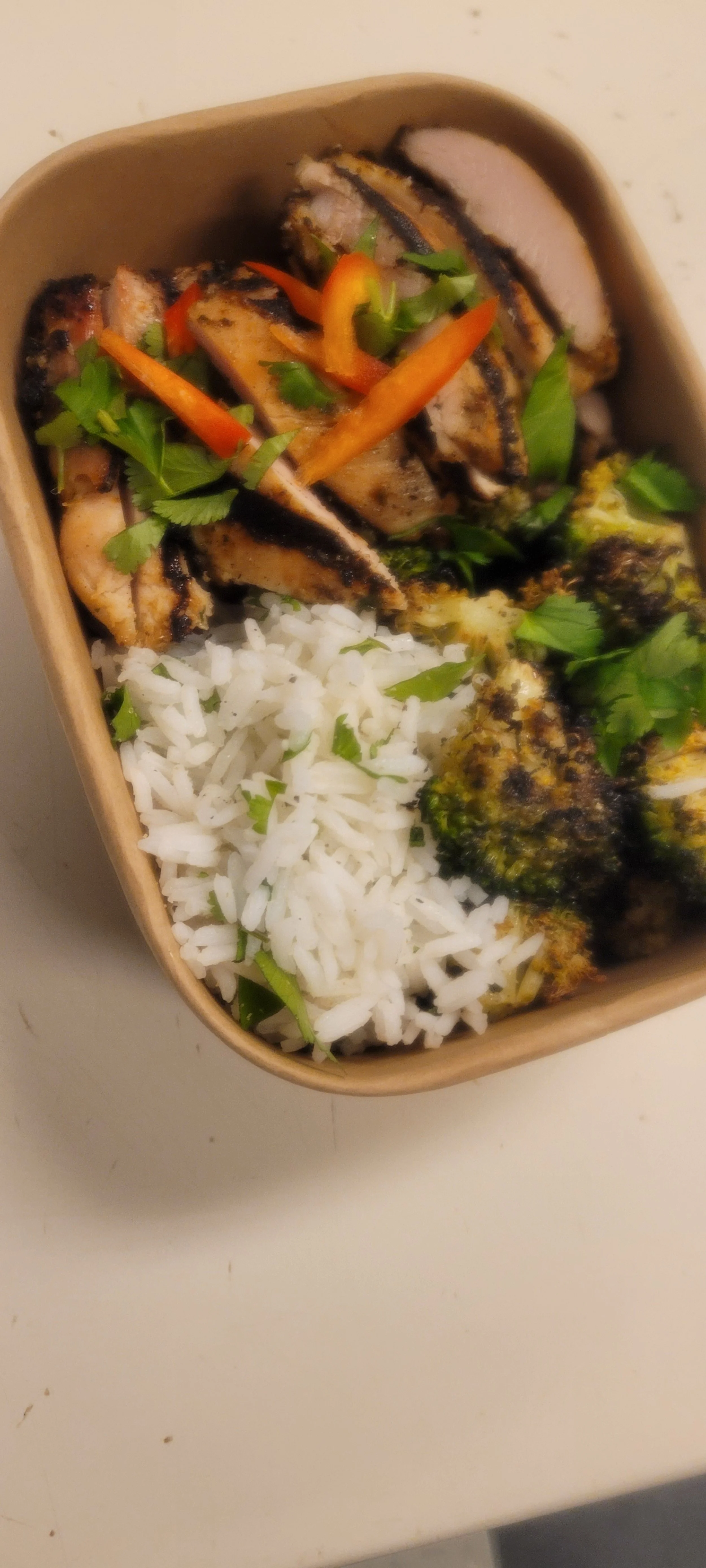 Grilled Ginger Chicken Cilantro Jasmine Rice Spinach (GF)