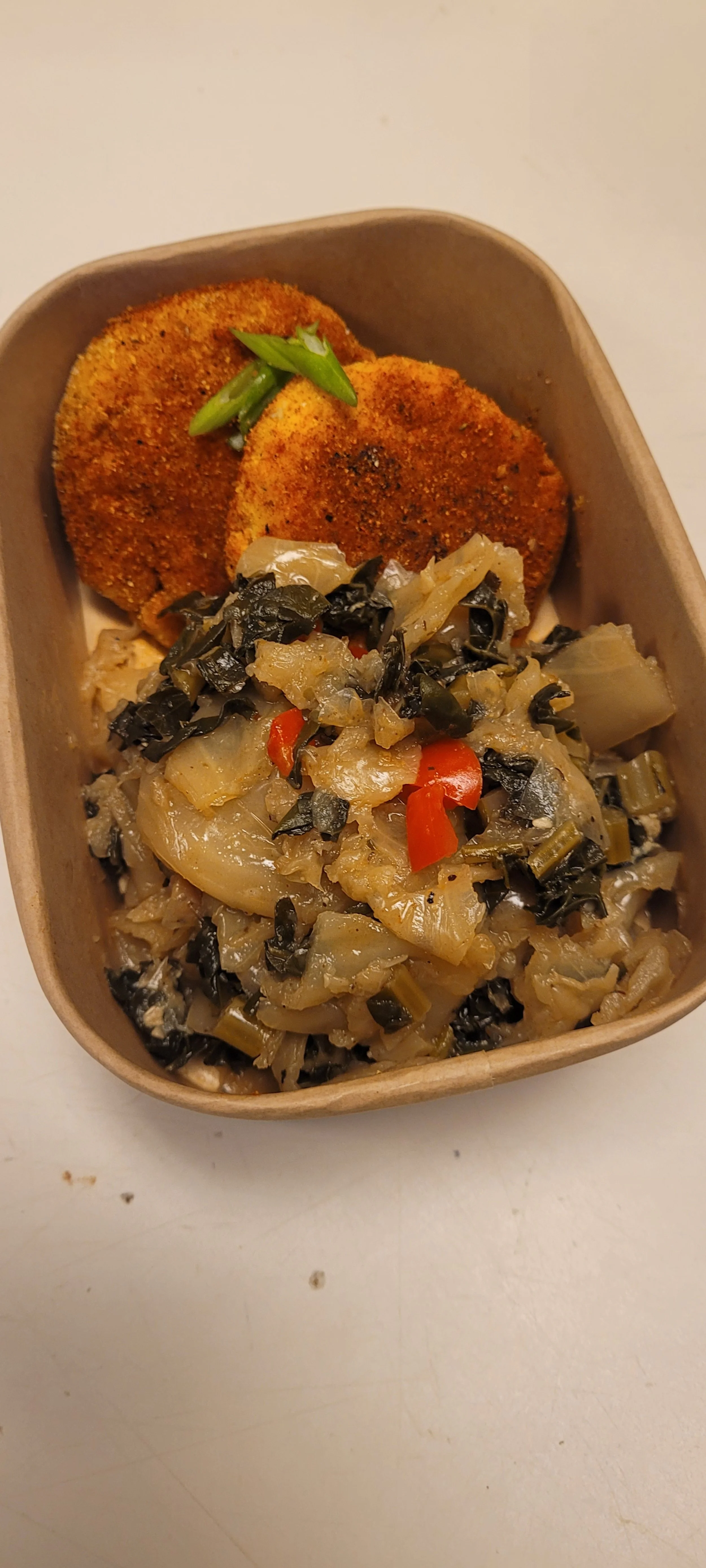 Blackened Salmon  Cajun Cabbage and Kale Greens(GF)Keto