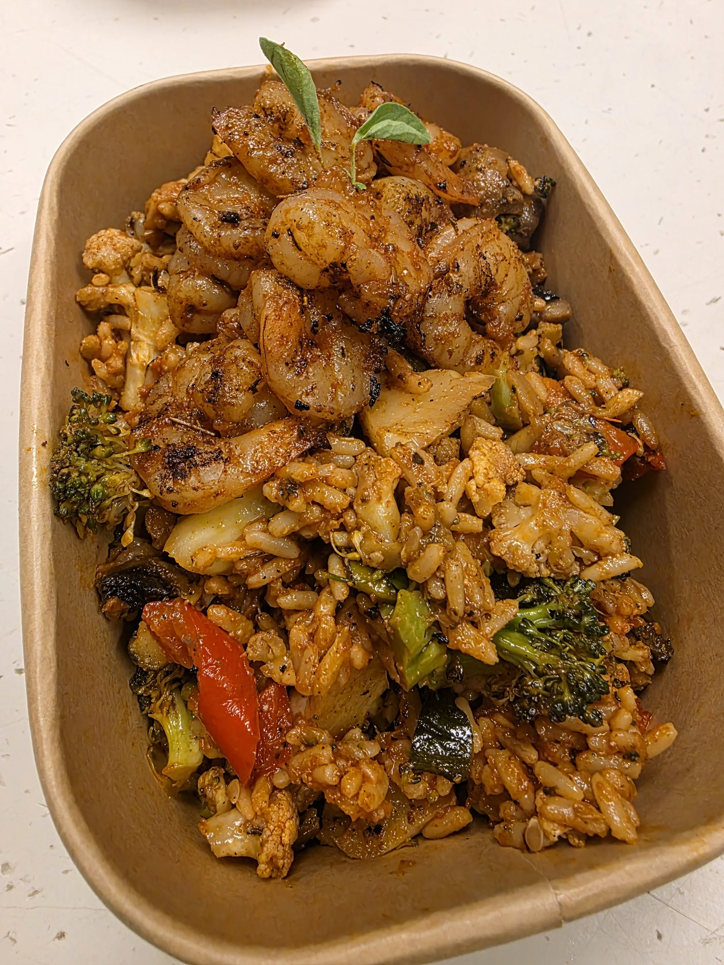 Shrimp jambalaya w' Roasted Veggies