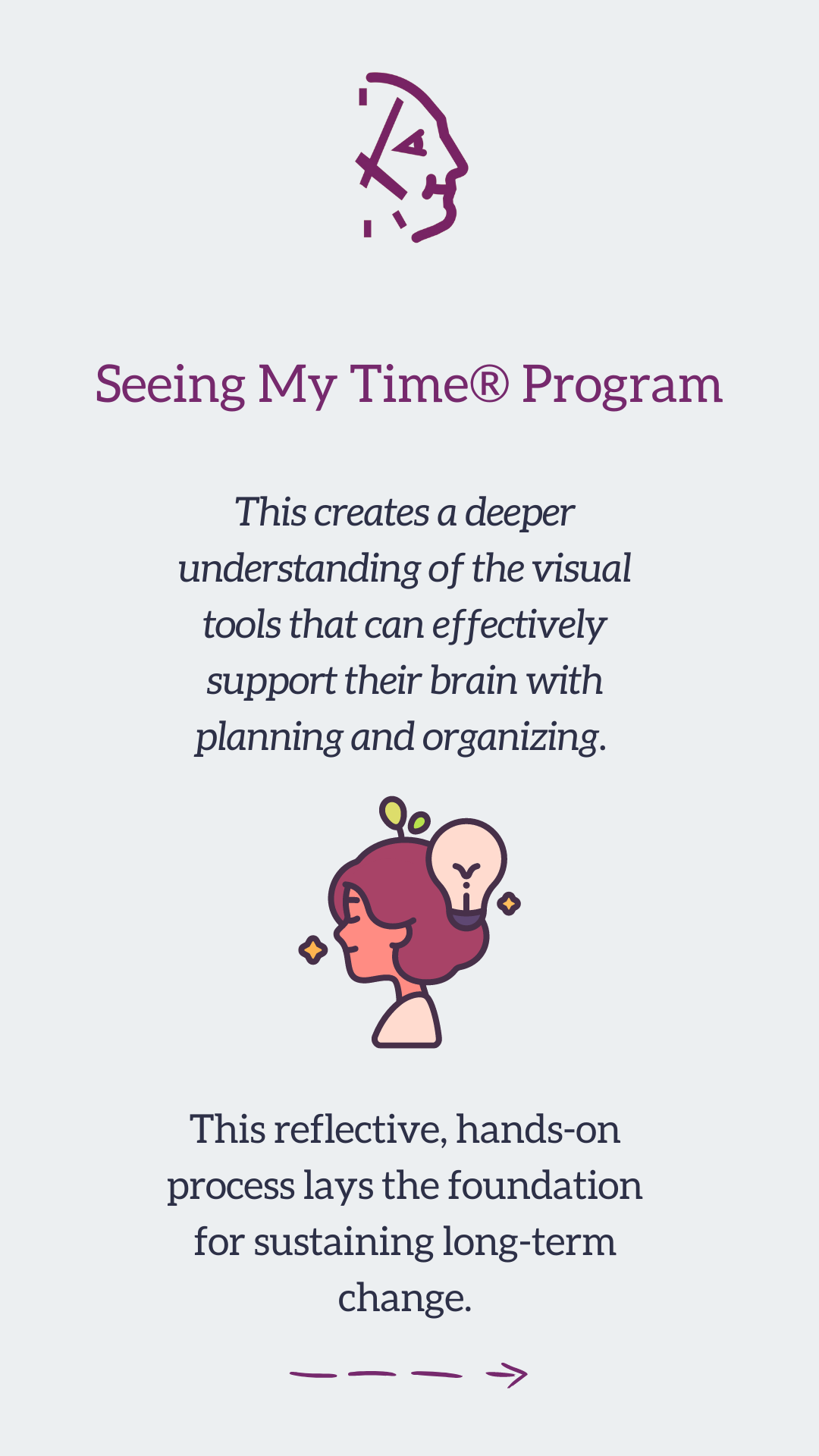 Instagram Story Highlights for marketing professional organizer The Seeing My Time Program by Executive Functioning Success 